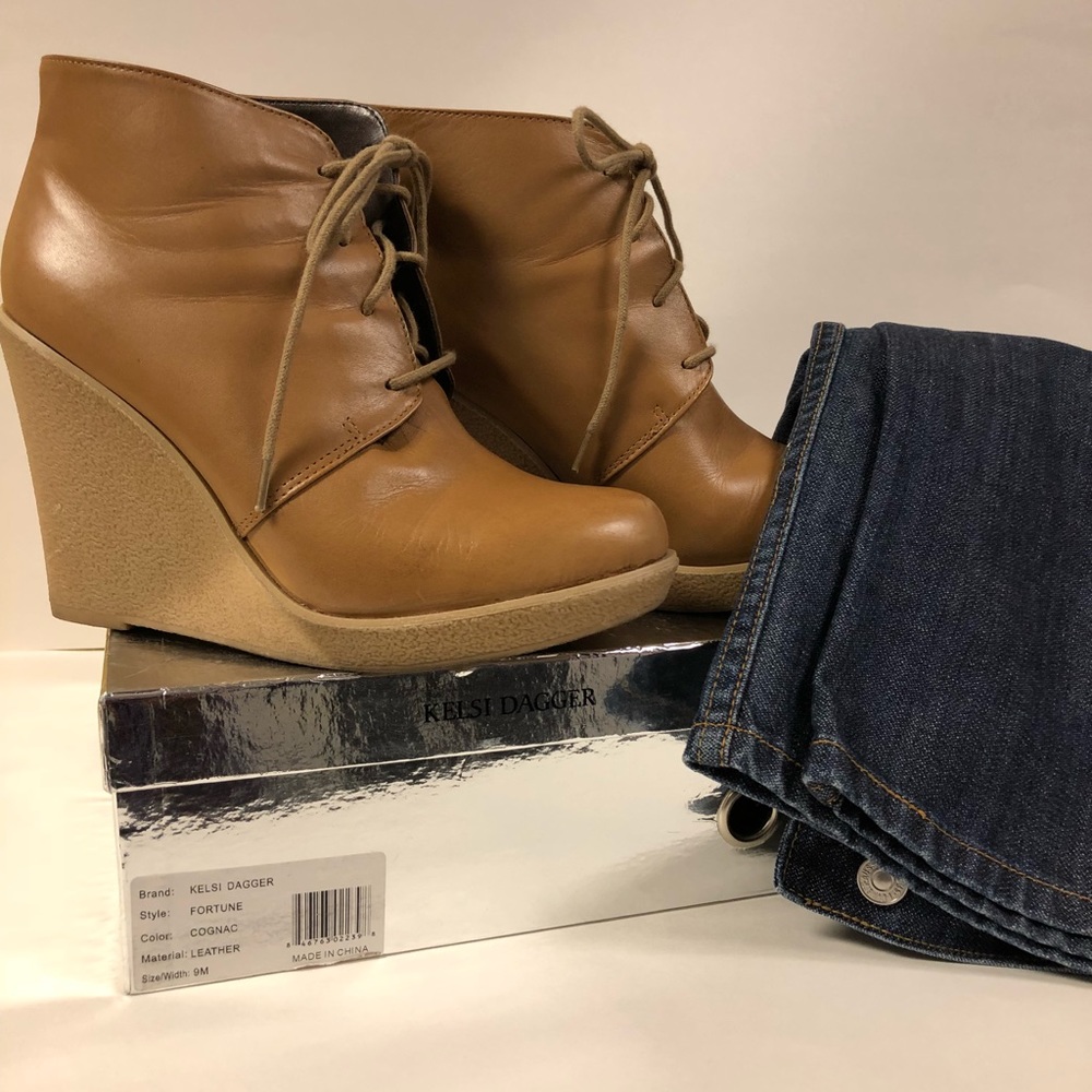 Kelsi Dagger Cognac Leather Booties 9M